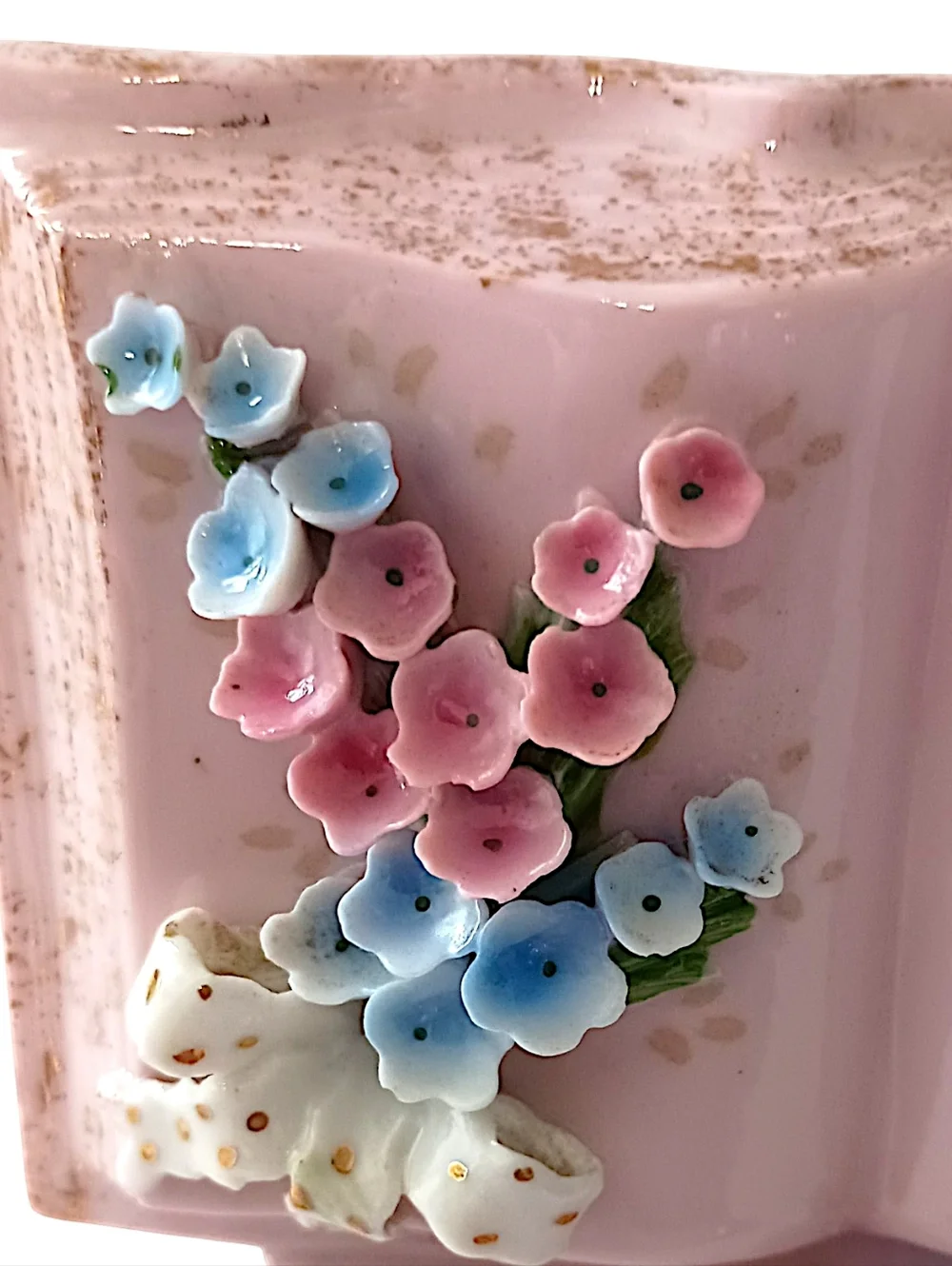 Norcrest Lords Prayer Planter Vase‎ Porcelain Hand Painted Pink Vtg Wall Pocket